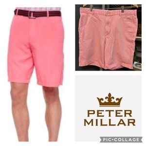 Peter Millar Flat Front Shorts Pima Cotton Salmon Pink Size 36